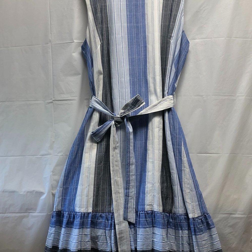 V by Violet Weekend Midi Dress w/Belt-Blue,Gray,Wh
